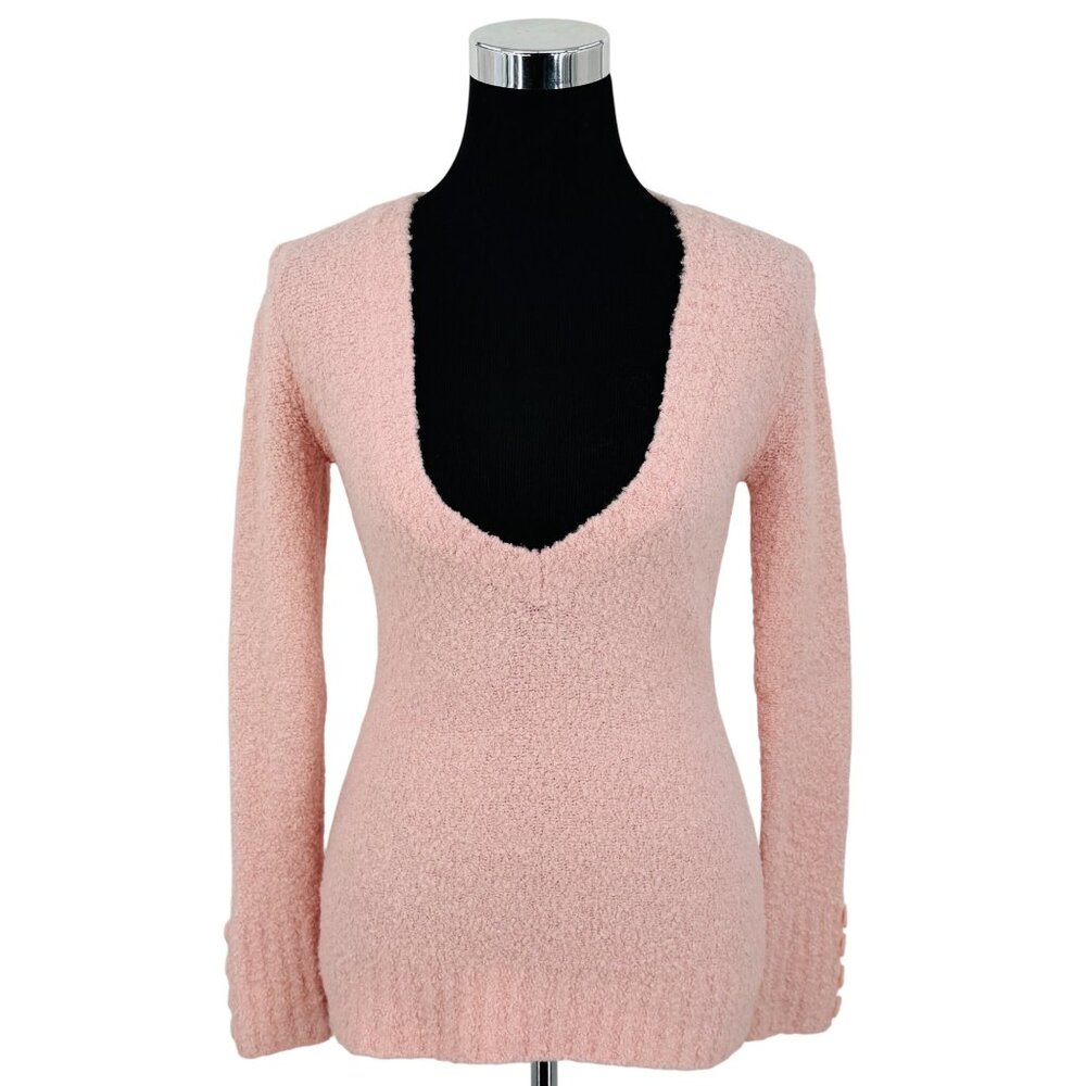 VTG Victoria’s Secret Blush Pink Textured V-Neck Sweater S | Coquette Balletcore - Picture 2 of 12